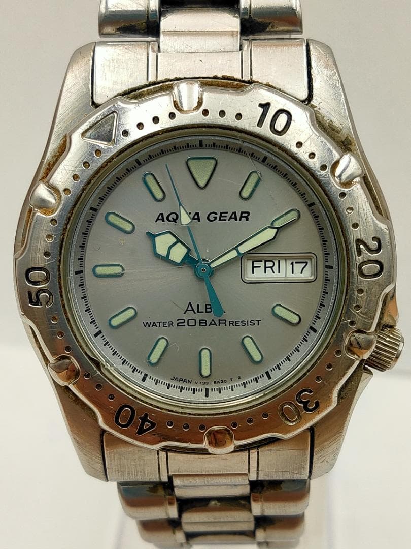 ALBA ALBA Aqua Gear V733-6A11 Day-Date Quartz Diver Watch | Japan
