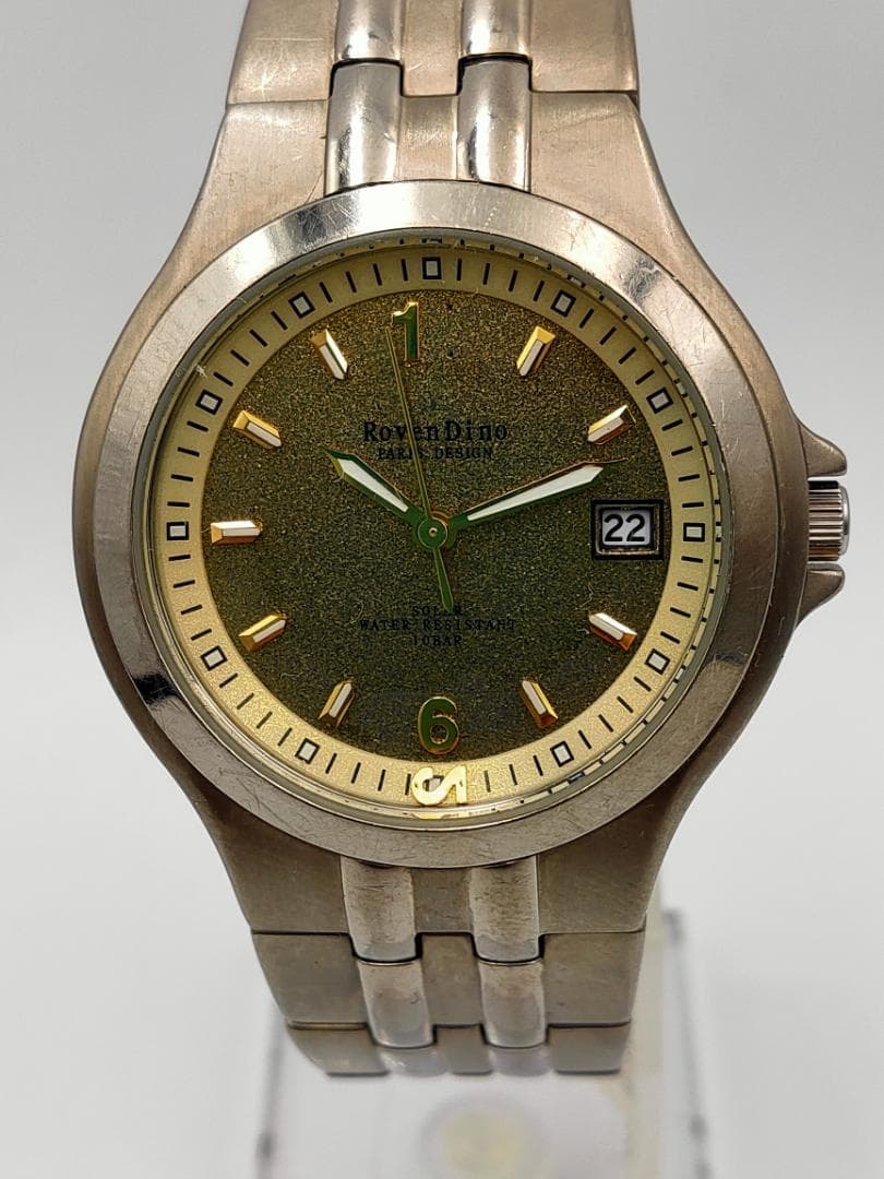 RoverDino RoverDino Solar Date Gold-Tone Bracelet Watch