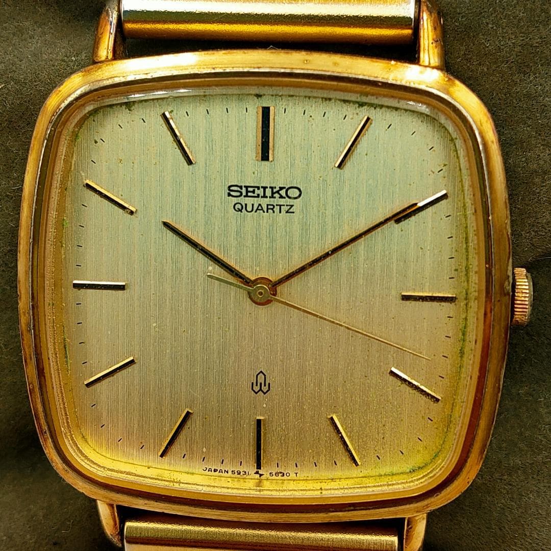SEIKO Seiko 5931-5480 Gold-Tone Square Dress Quartz Watch | Japan