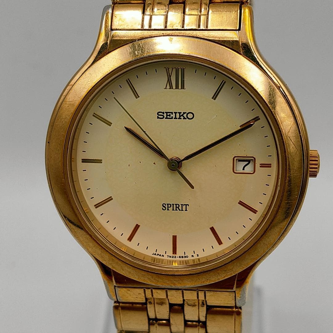 SEIKO Seiko SPIRIT 7N22-6A80 Gold-Tone Date Quartz Watch | Japan