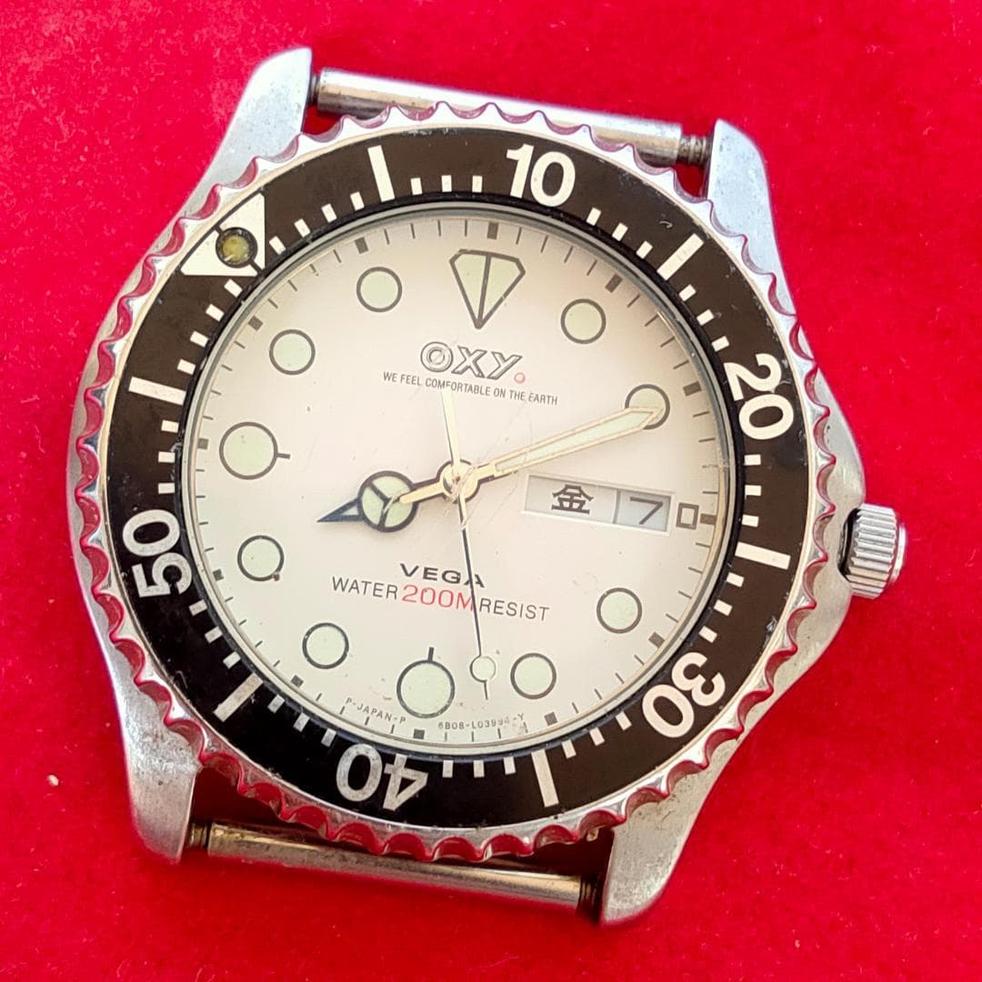 vega. VEGA OXY 6B08-L00238 Day Date Diver Quartz Watch Head | Japan