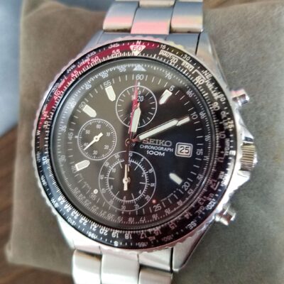 Seiko 7T92-0DW0 Pilot Flightmaster Chronograph Watch Dial Not Working for Parts